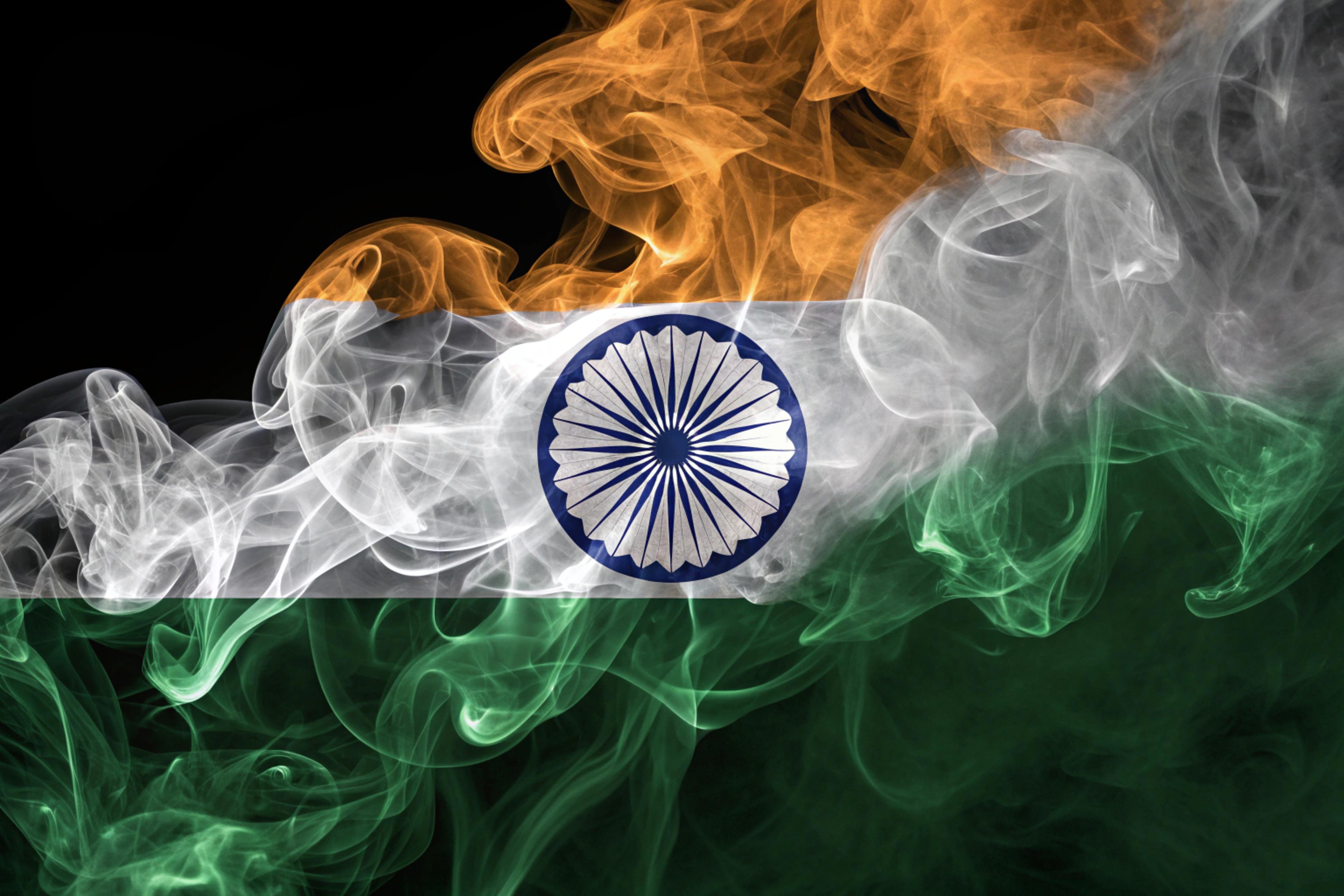 Abstract India Flag smoke graphics free downloads